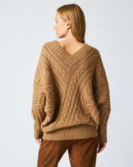 Women Bias Cable Sweater Camel | Billy Reid Sweaters &amp; Knits