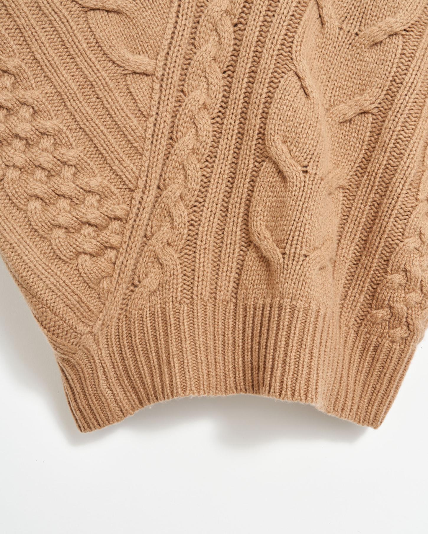 Women Bias Cable Sweater Camel | Billy Reid Sweaters &amp; Knits