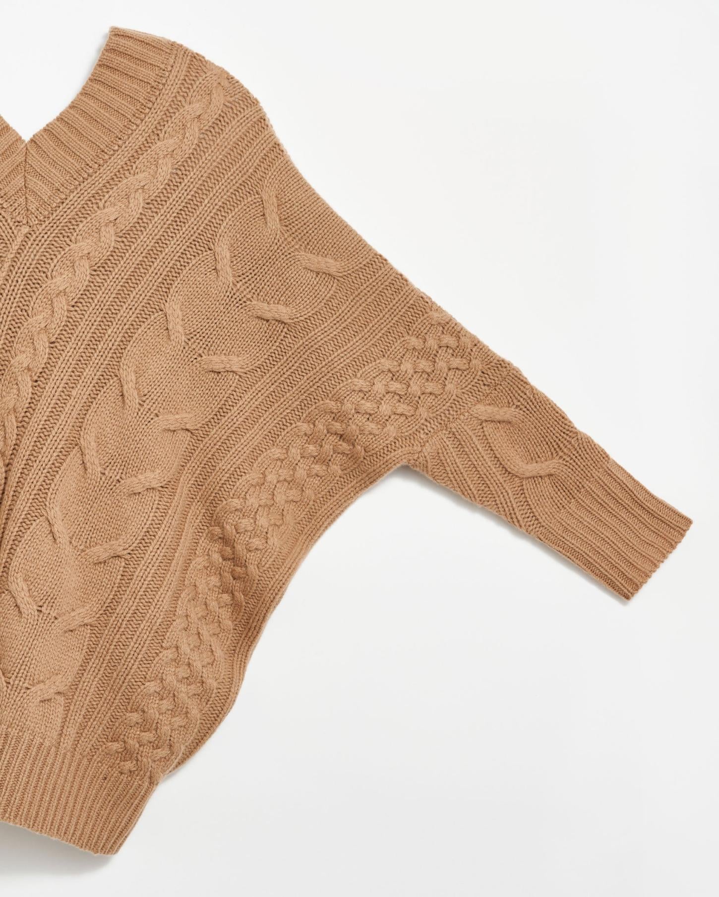 Women Bias Cable Sweater Camel | Billy Reid Sweaters &amp; Knits