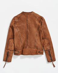 Women Biker Jacket Brown | Billy Reid Jackets &amp; Outerwear