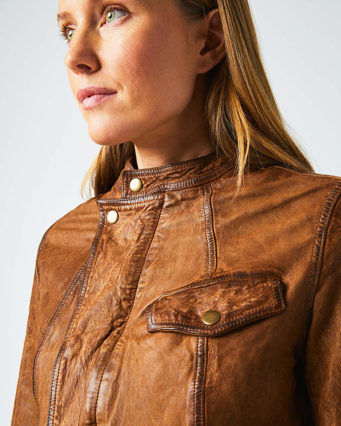 Women Biker Jacket Brown | Billy Reid Jackets &amp; Outerwear