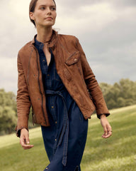 Women Biker Jacket Brown | Billy Reid Jackets &amp; Outerwear
