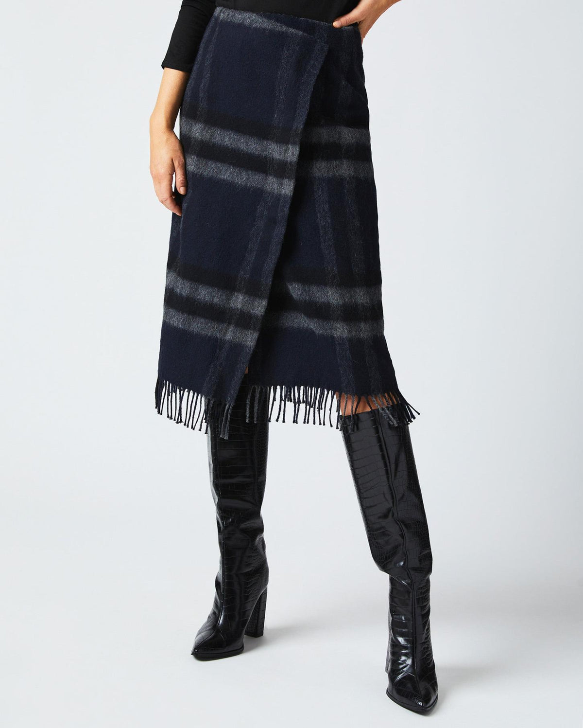 Women Blanket Wrap Skirt Black/grey | Billy Reid Bottoms