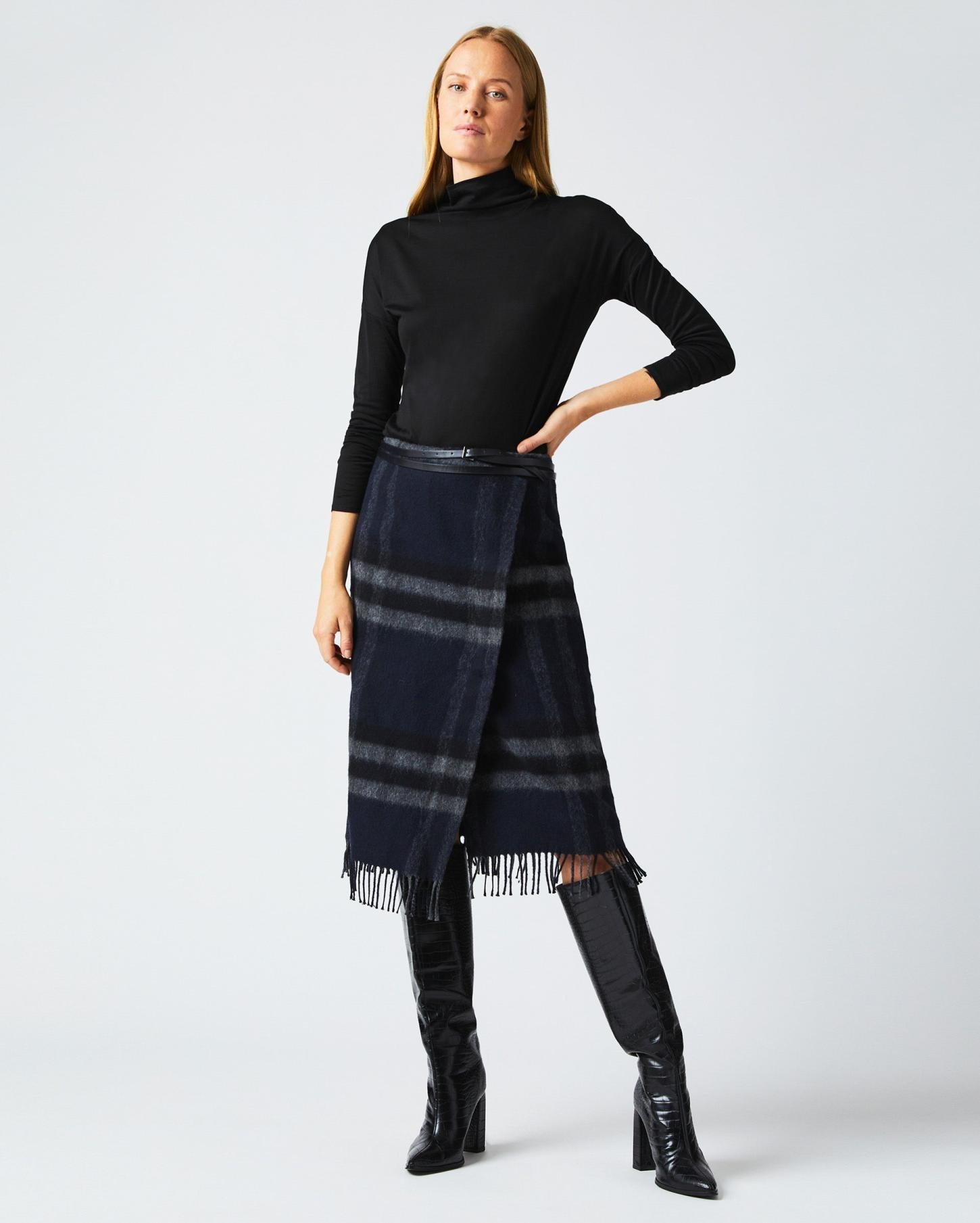 Women Blanket Wrap Skirt Black/grey | Billy Reid Bottoms