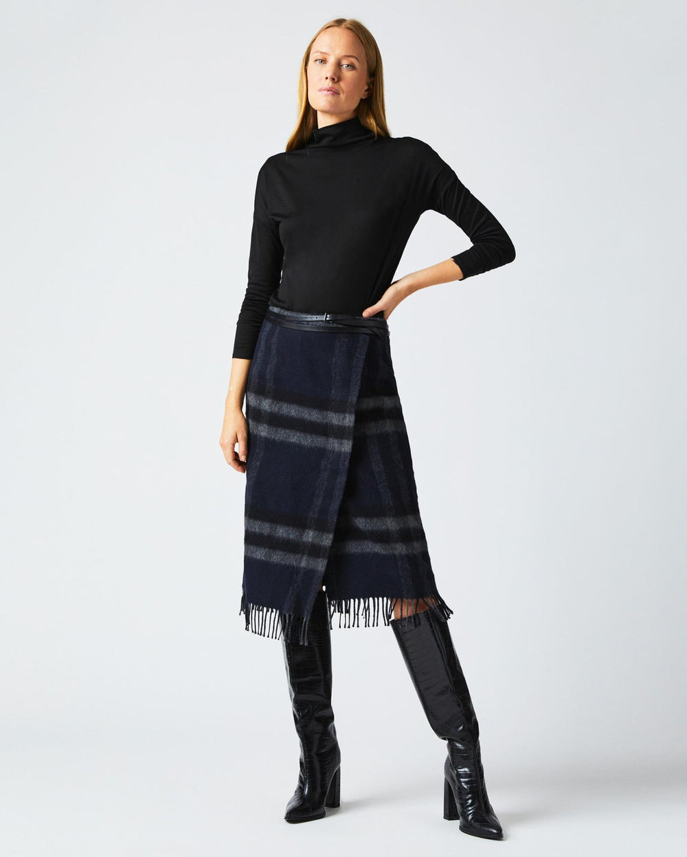 Women Blanket Wrap Skirt Black/grey | Billy Reid Bottoms