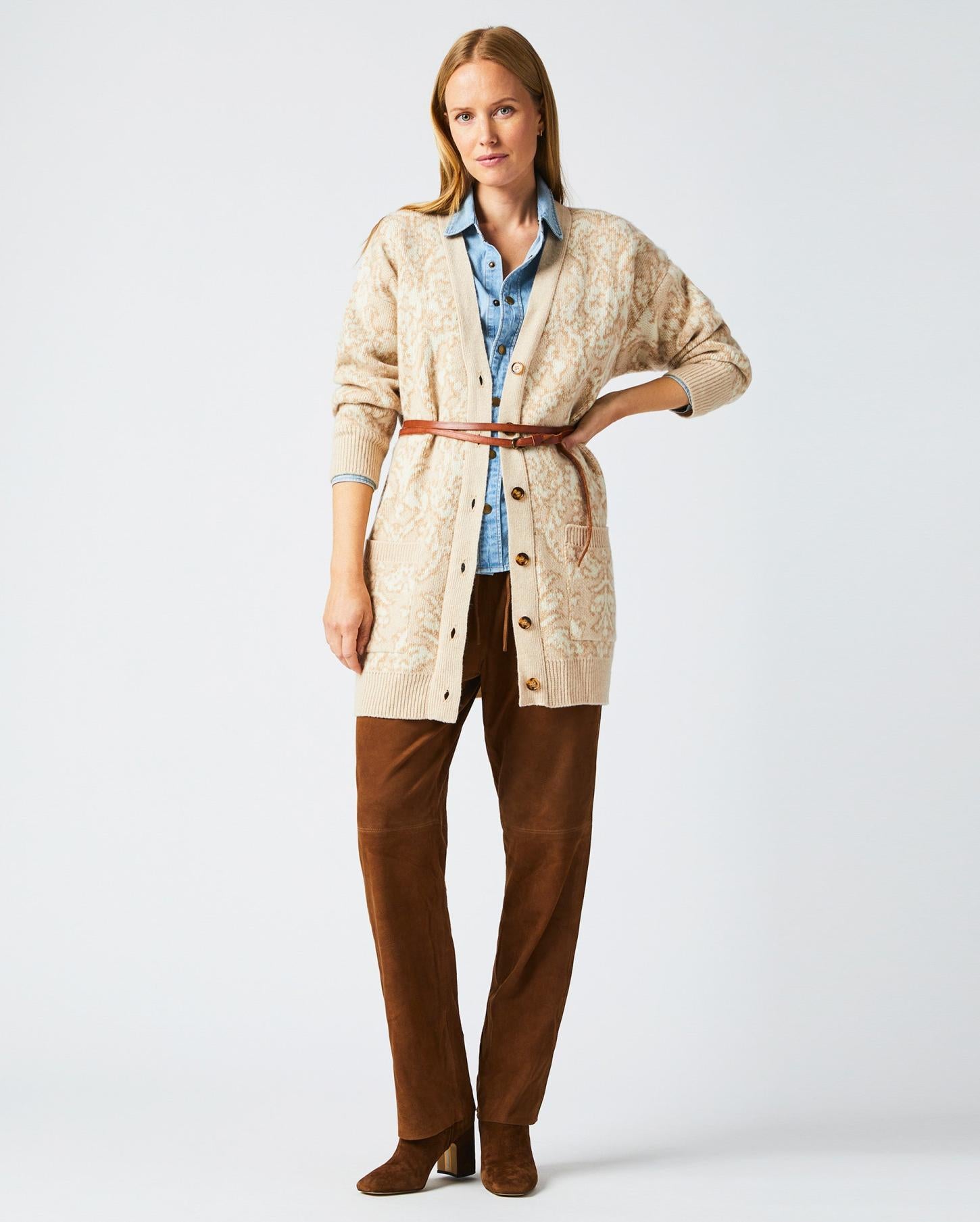 Women Boyfriend Cardigan Ivory/beige | Billy Reid Sweaters &amp; Knits