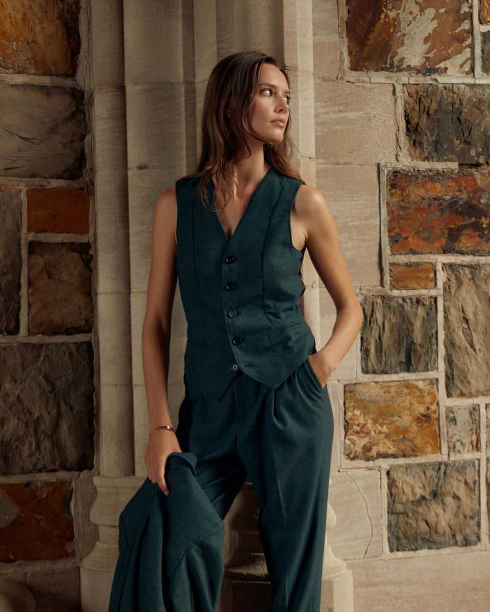 Women Boyfriend Vest Grey/green | Billy Reid Tops