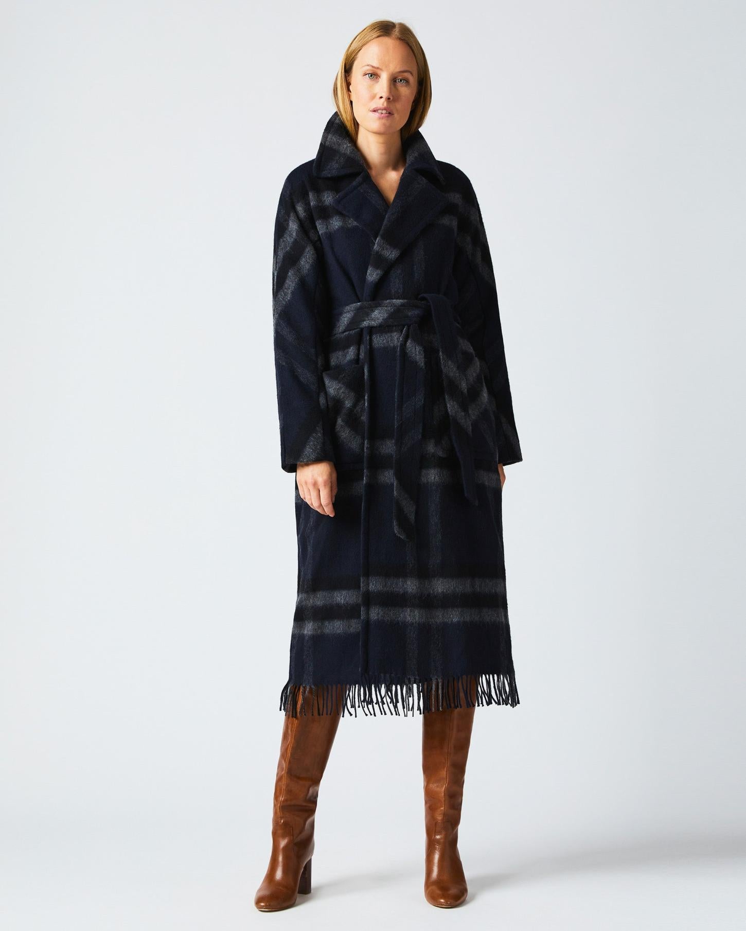Women Car Blanket Coat Black/grey | Billy Reid Jackets &amp; Outerwear