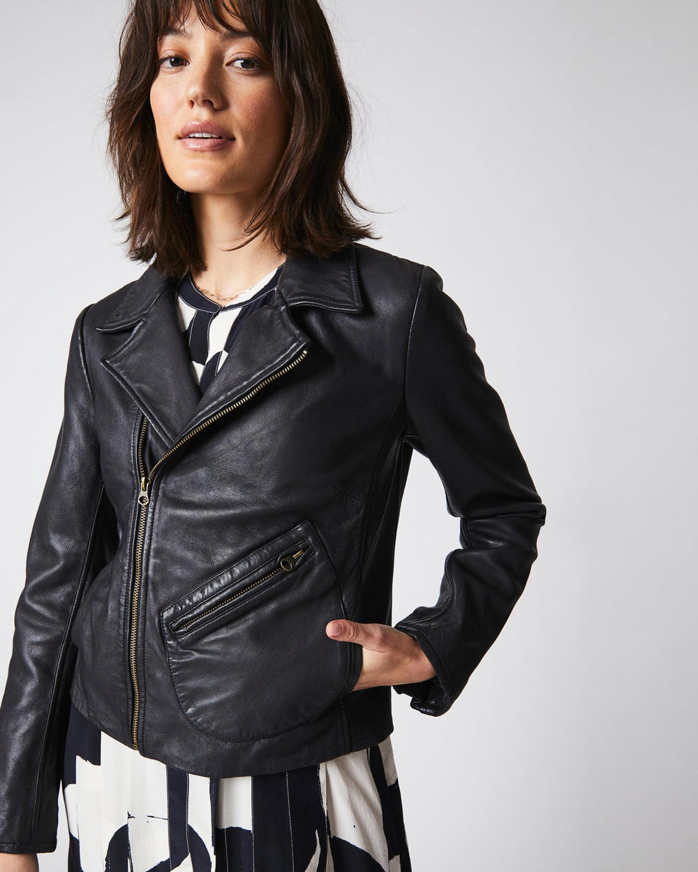 Women Classic Moto Black | Billy Reid Jackets &amp; Outerwear