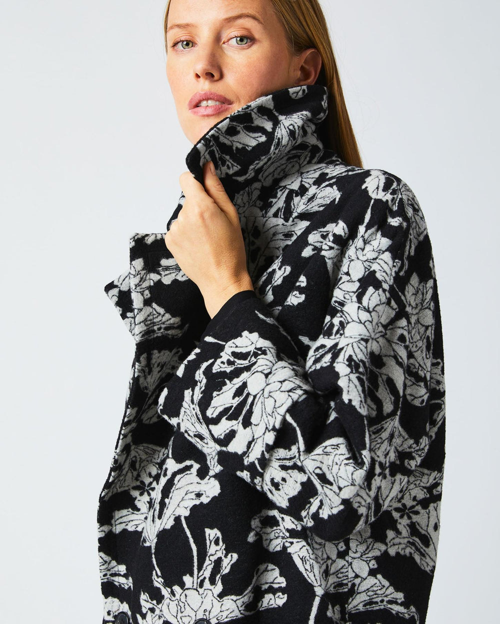 Women Cocoon Coat Custom Black/white | Billy Reid Jackets &amp; Outerwear