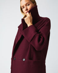Women Cocoon Coat Solid Burgundy | Billy Reid Jackets &amp; Outerwear