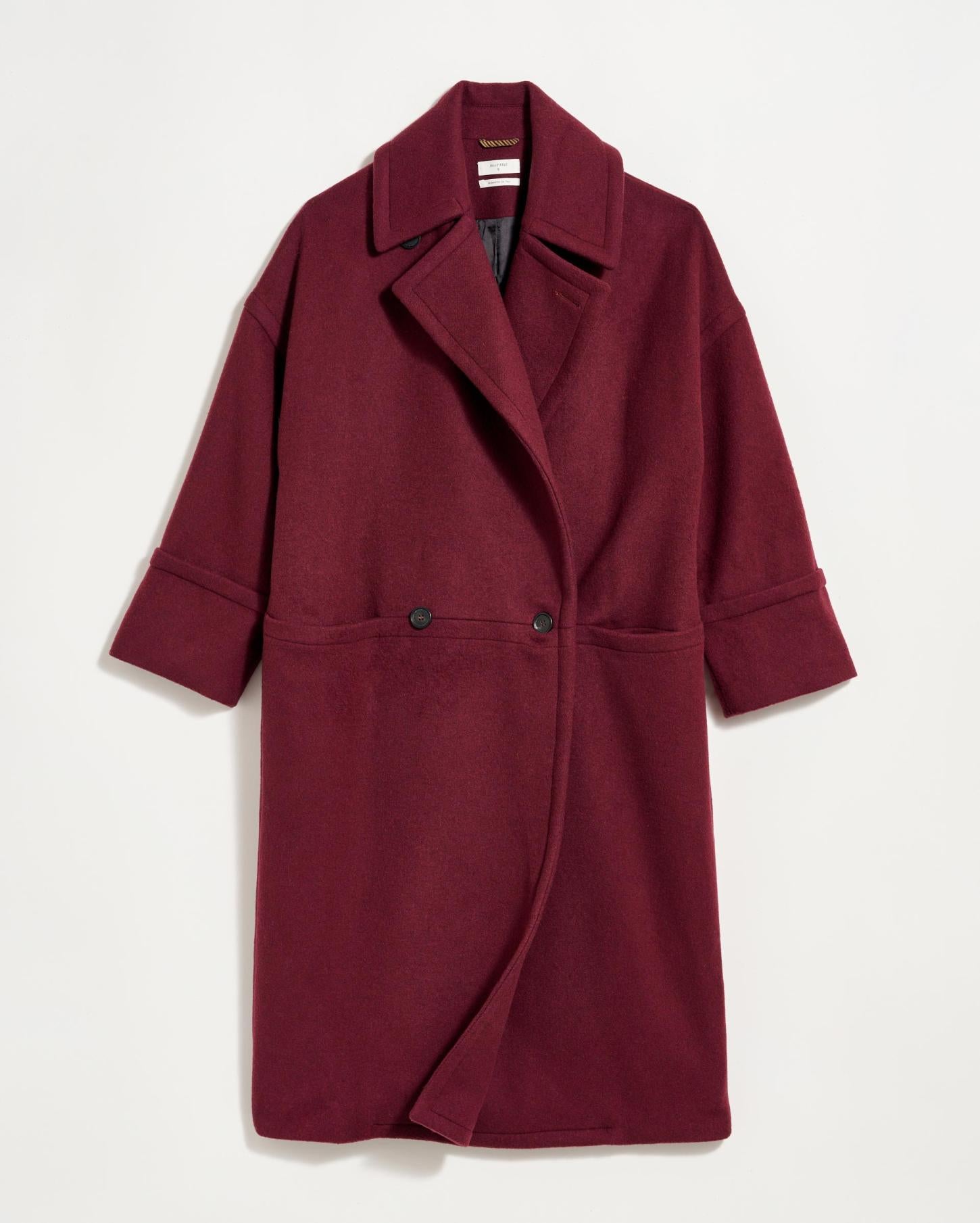Women Cocoon Coat Solid Burgundy | Billy Reid Jackets &amp; Outerwear