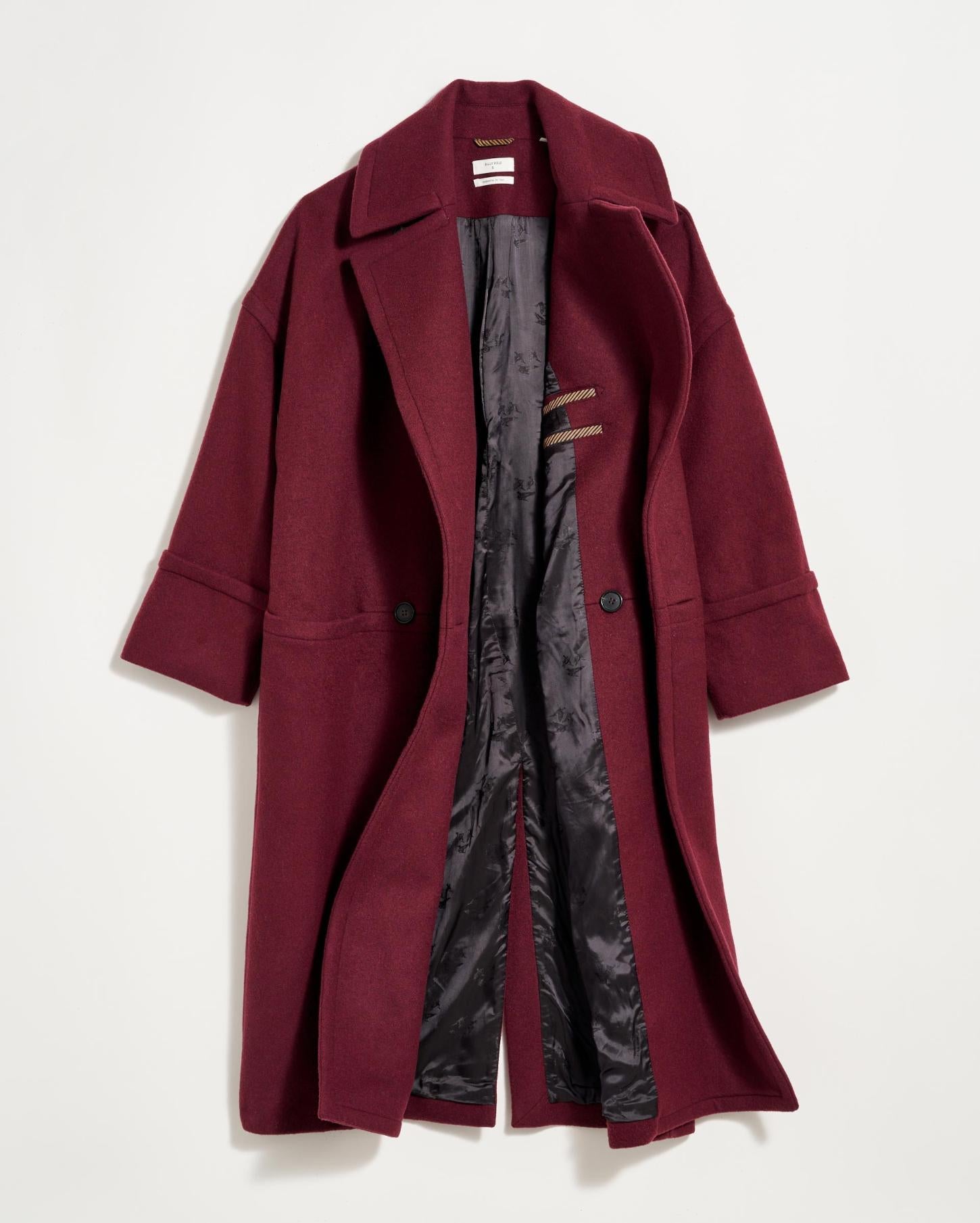 Women Cocoon Coat Solid Burgundy | Billy Reid Jackets &amp; Outerwear