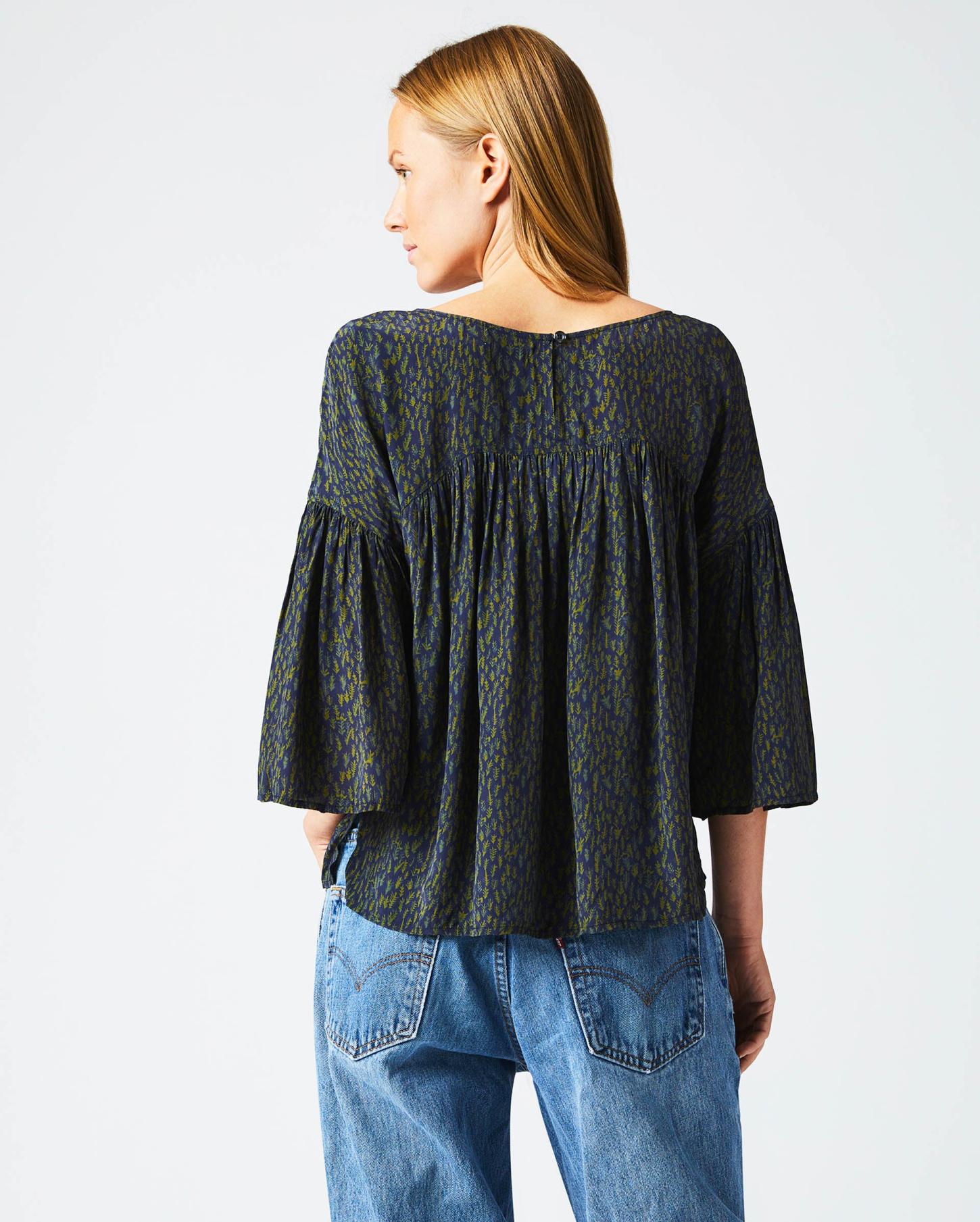 Women Curved Yoke Blouse Navy | Billy Reid Tops