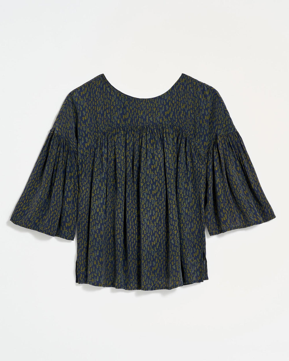Women Curved Yoke Blouse Navy | Billy Reid Tops