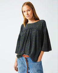 Women Curved Yoke Blouse Navy | Billy Reid Tops