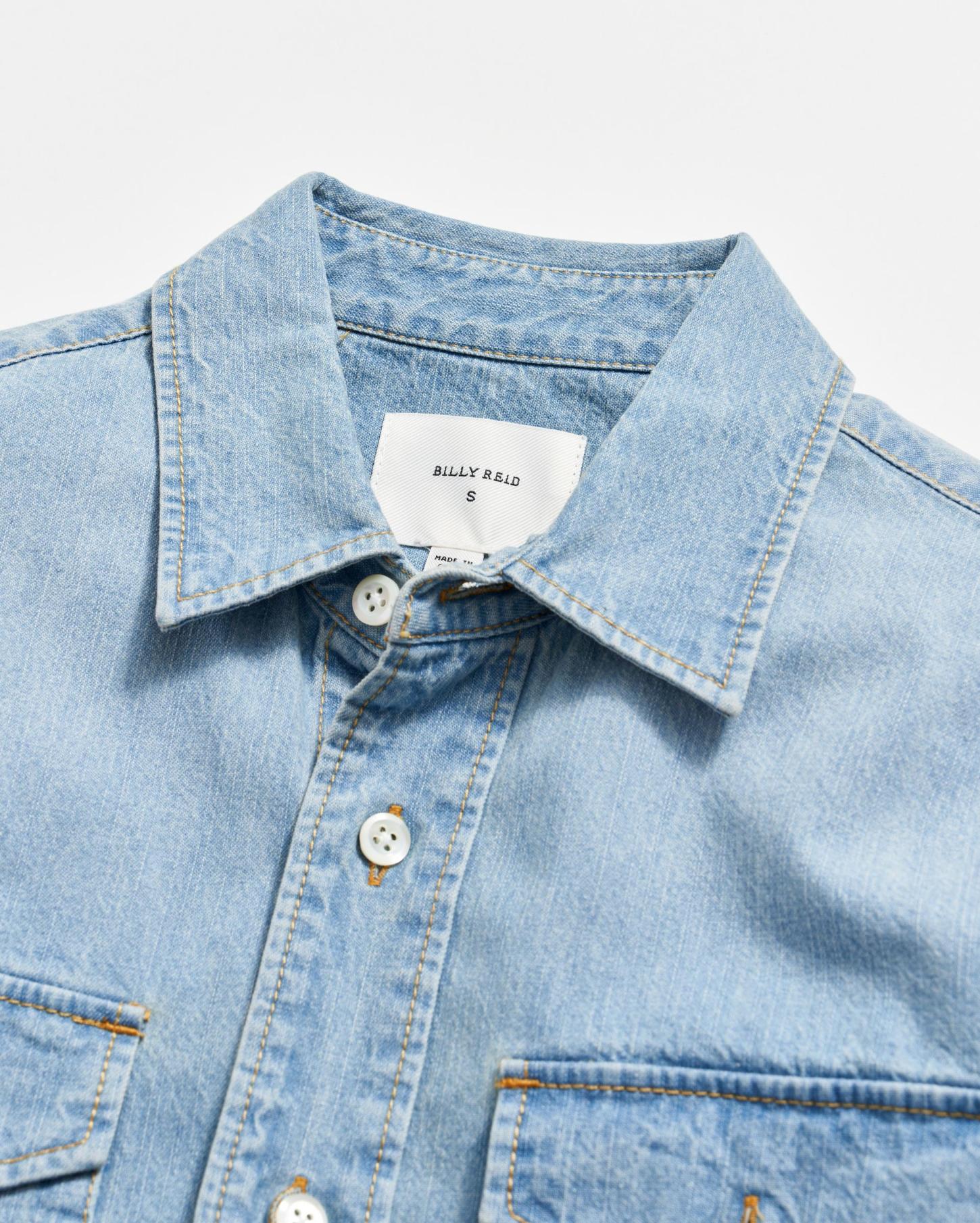 Women Embellished Denim Shirt Washed Denim | Billy Reid Tops