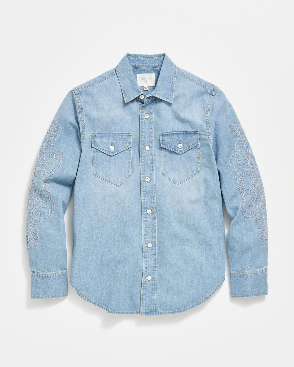 Women Embellished Denim Shirt Washed Denim | Billy Reid Tops