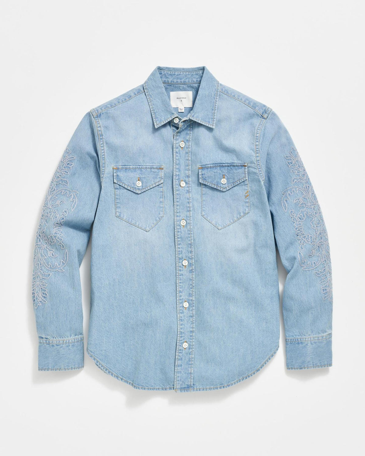 Women Embellished Denim Shirt Washed Denim | Billy Reid Tops
