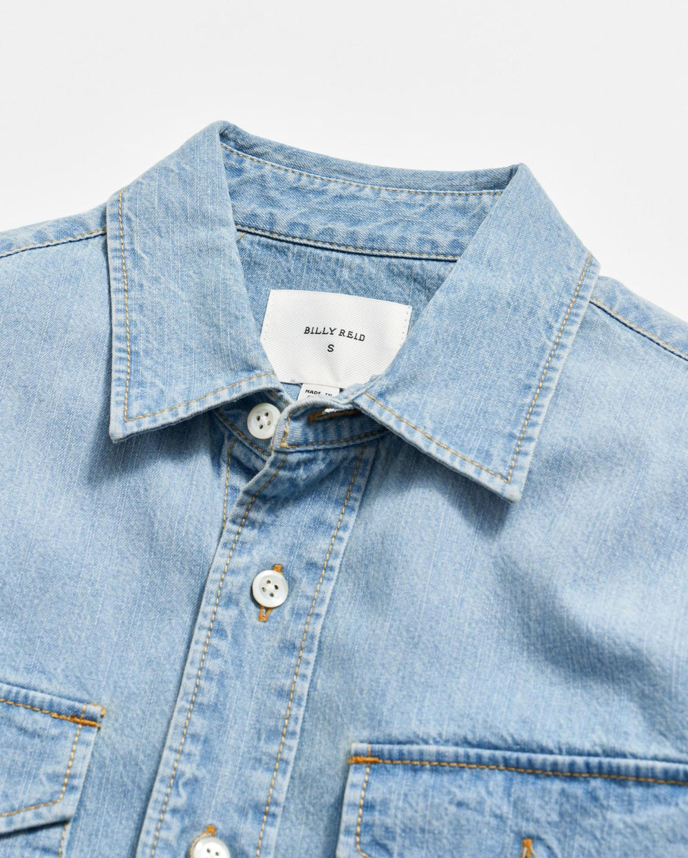 Women Embellished Denim Shirt Washed Denim | Billy Reid Tops
