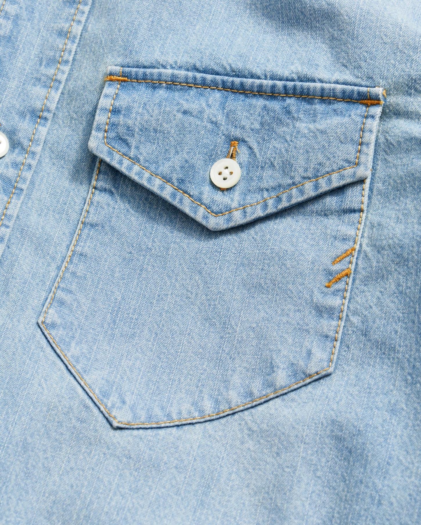Women Embellished Denim Shirt Washed Denim | Billy Reid Tops
