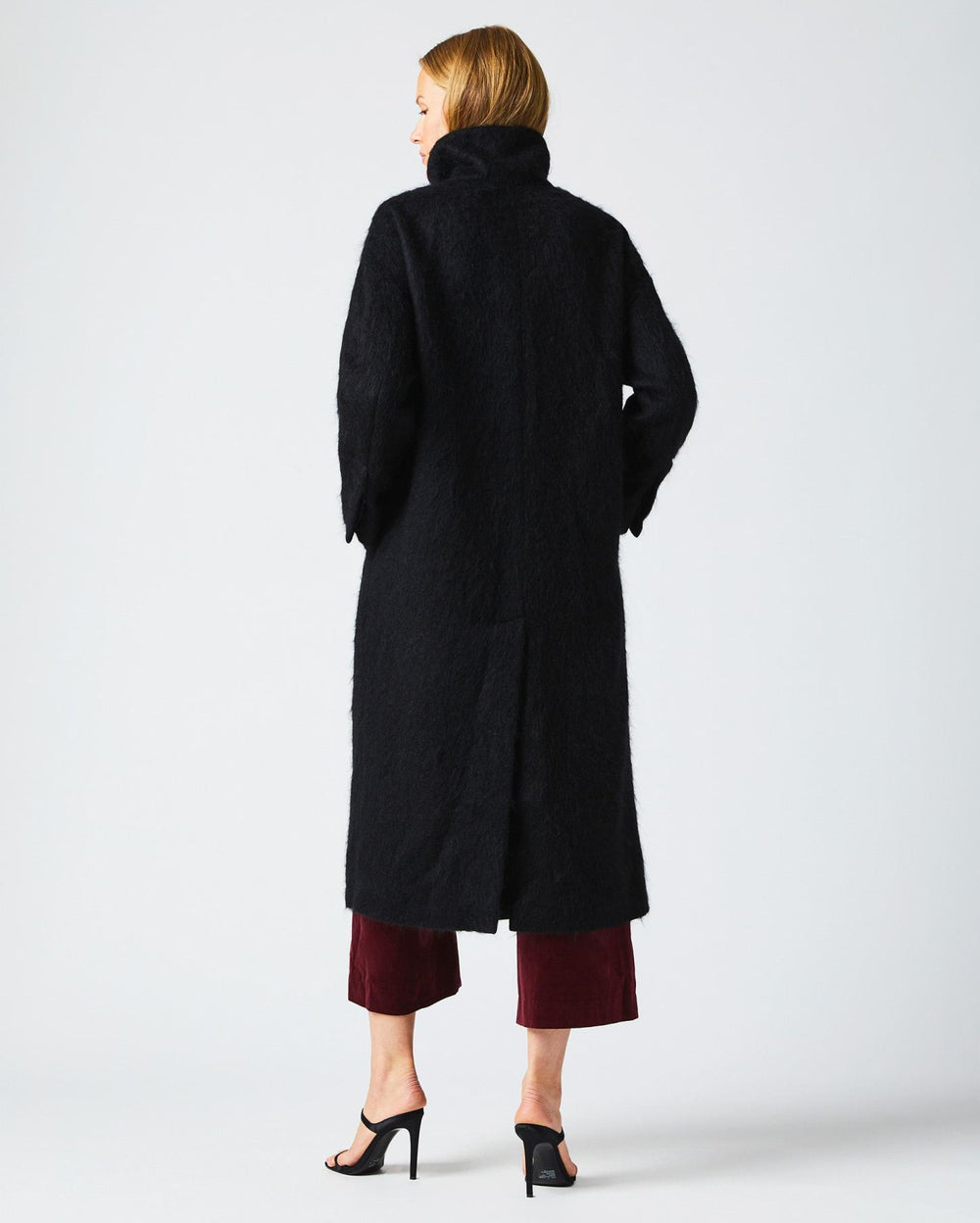 Women Funnel Neck Coat Black | Billy Reid Jackets &amp; Outerwear