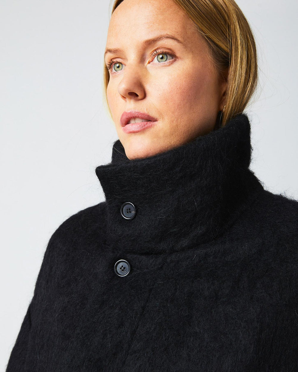 Women Funnel Neck Coat Black | Billy Reid Jackets &amp; Outerwear