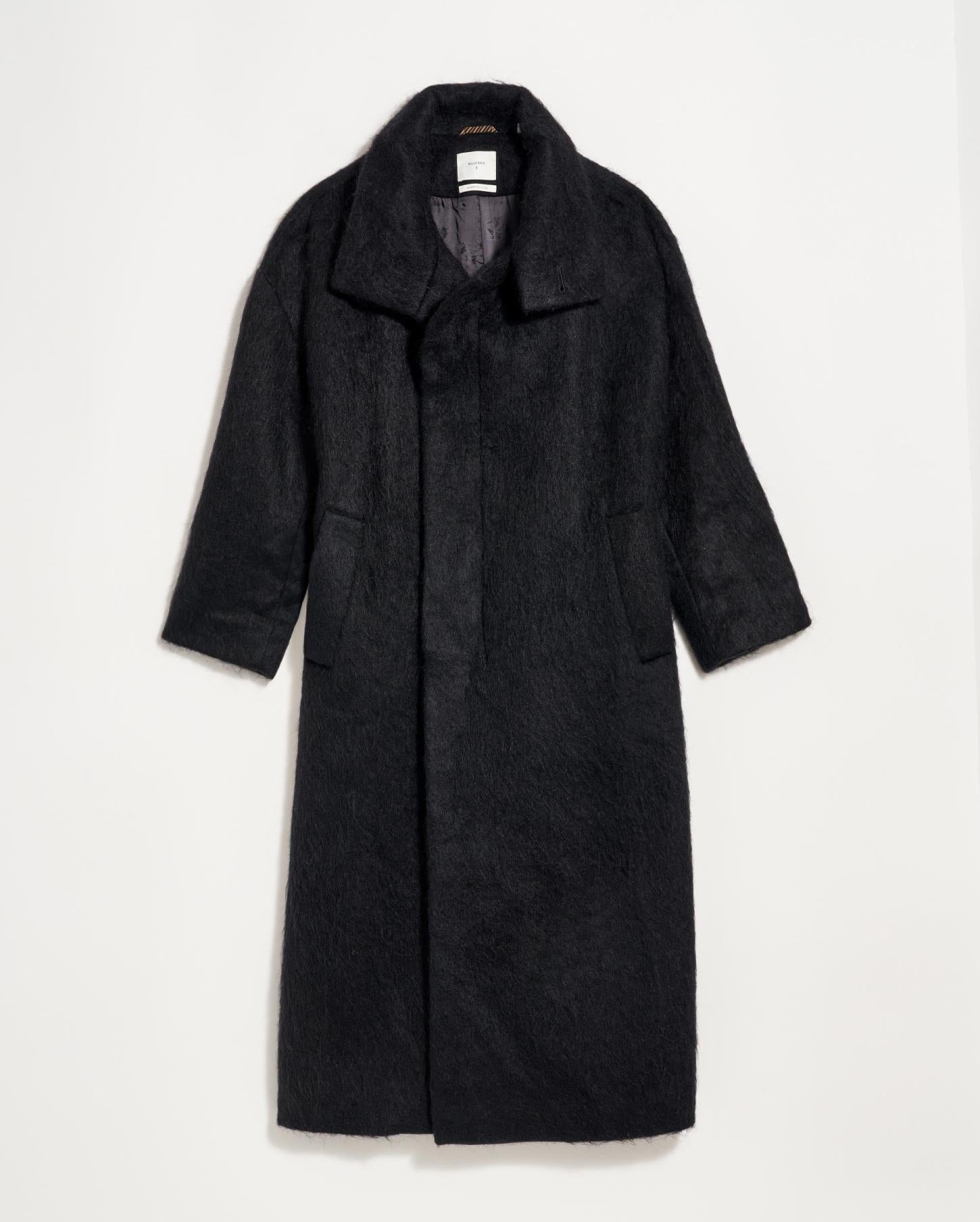 Women Funnel Neck Coat Black | Billy Reid Jackets &amp; Outerwear