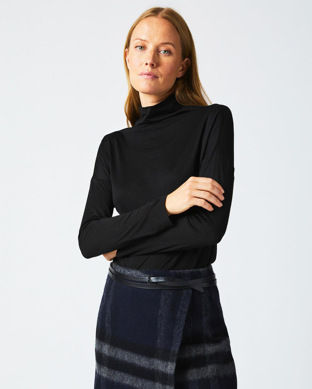 Women Funnel Neck Knit Black | Billy Reid Sweaters &amp; Knits
