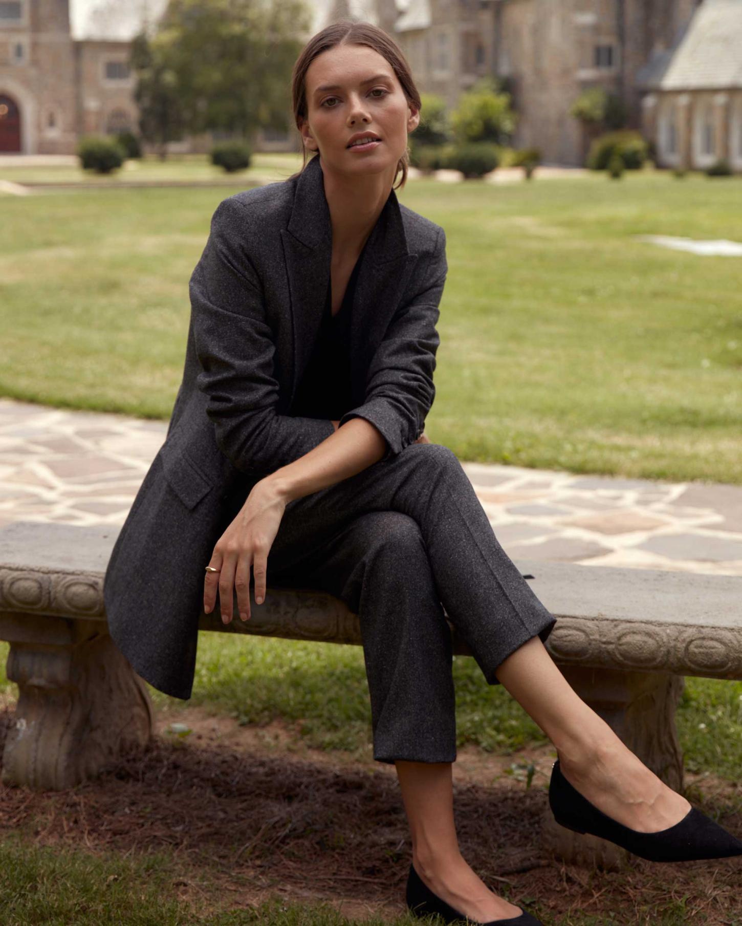 Women Peak Lapel Blazer Charcoal | Billy Reid Jackets &amp; Outerwear
