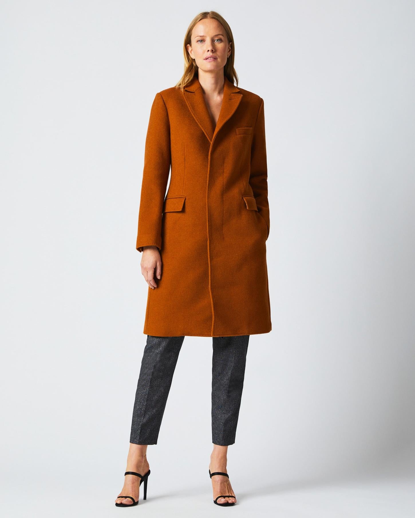 Women Peak Lapel Crombie Gingerbread | Billy Reid Jackets &amp; Outerwear