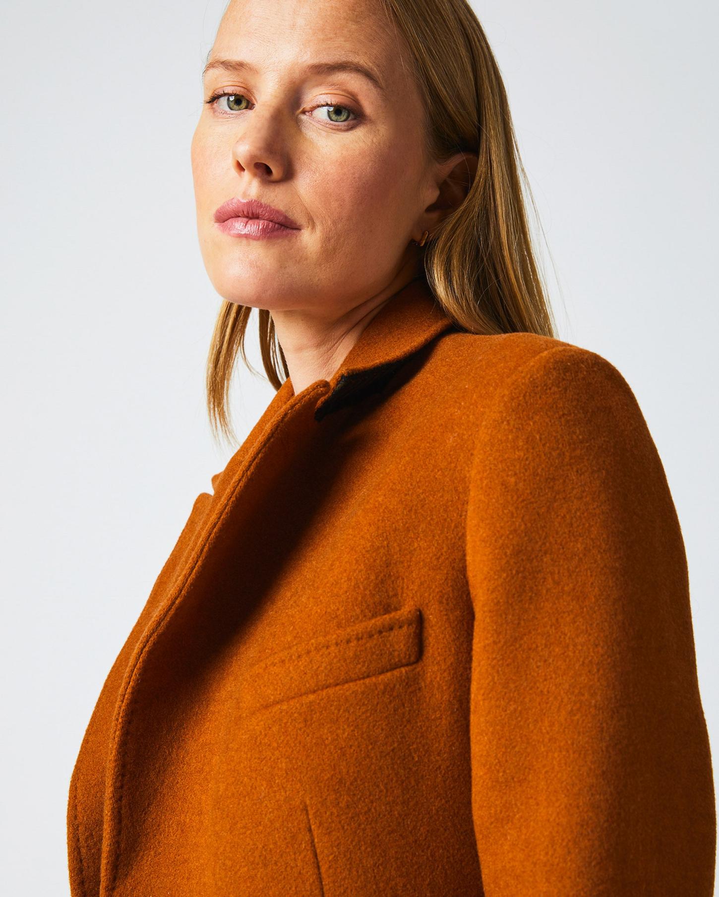 Women Peak Lapel Crombie Gingerbread | Billy Reid Jackets &amp; Outerwear