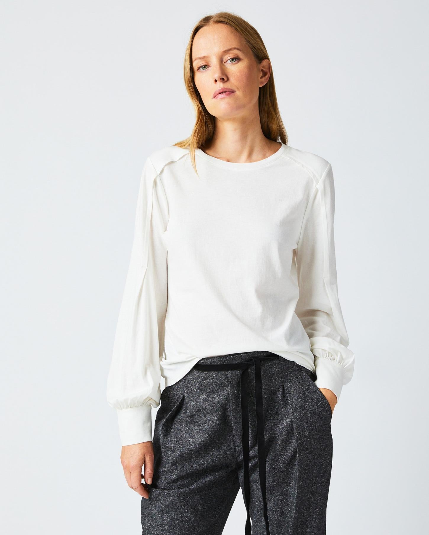 Women Pleat Sleeve Knit Ivory | Billy Reid Tops