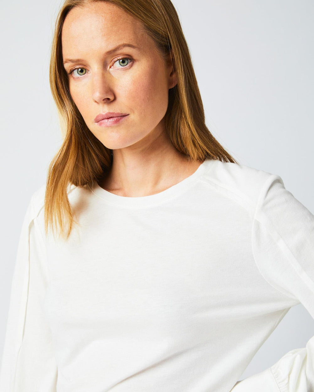Women Pleat Sleeve Knit Ivory | Billy Reid Tops