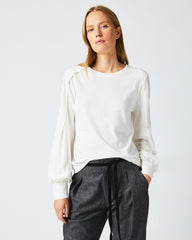 Women Pleat Sleeve Knit Ivory | Billy Reid Tops
