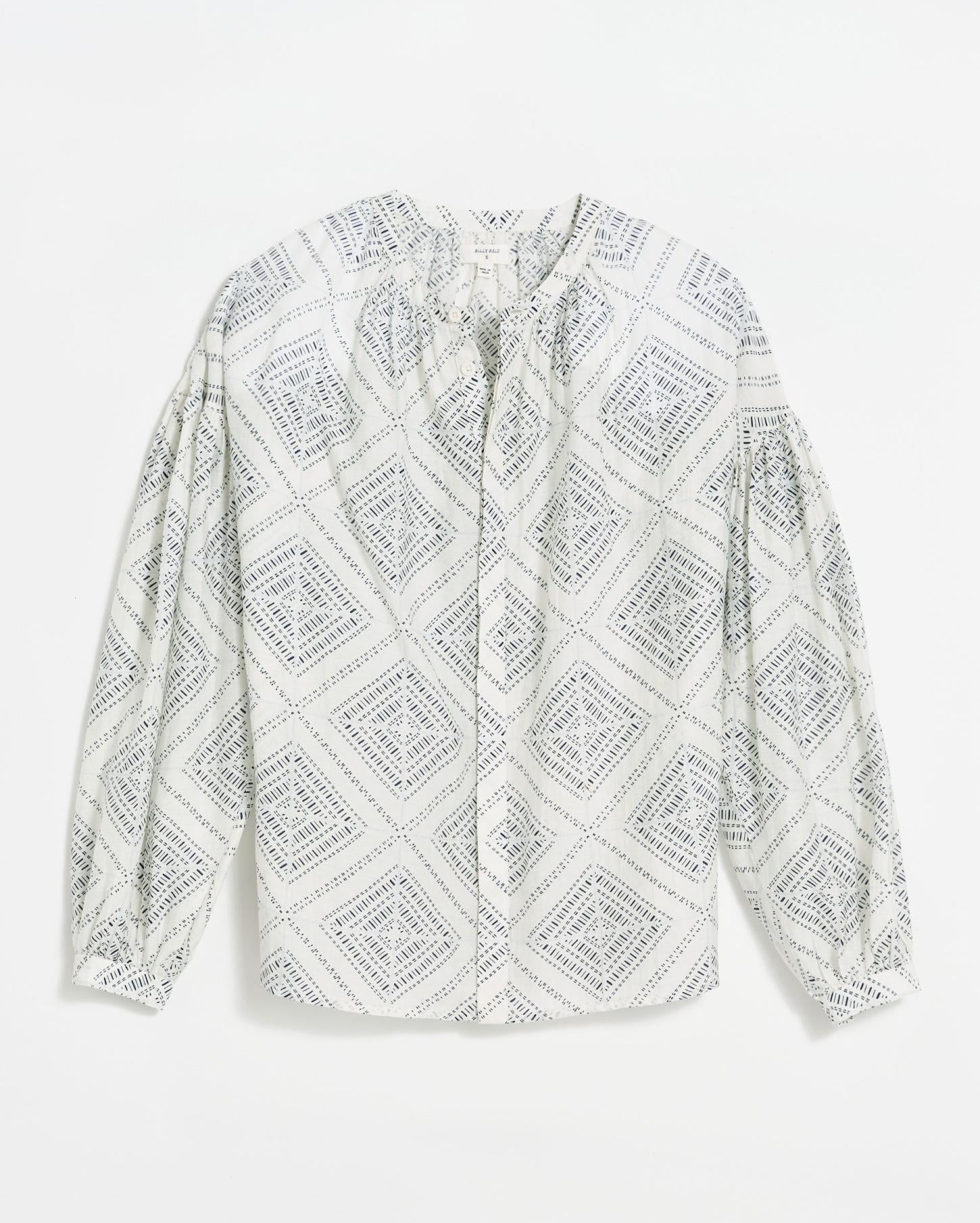 Women Poet Blouse White/blue | Billy Reid Tops