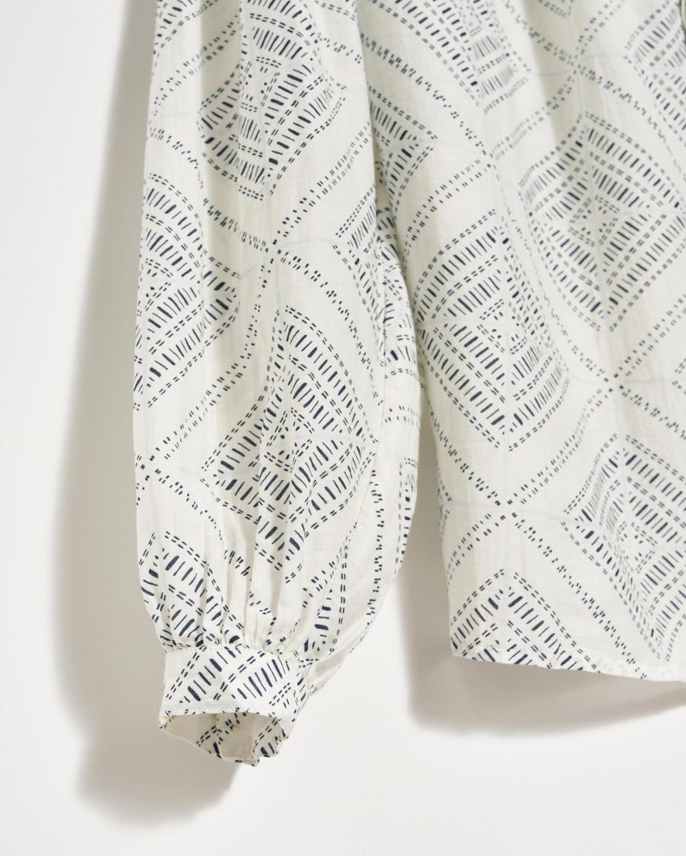 Women Poet Blouse White/blue | Billy Reid Tops