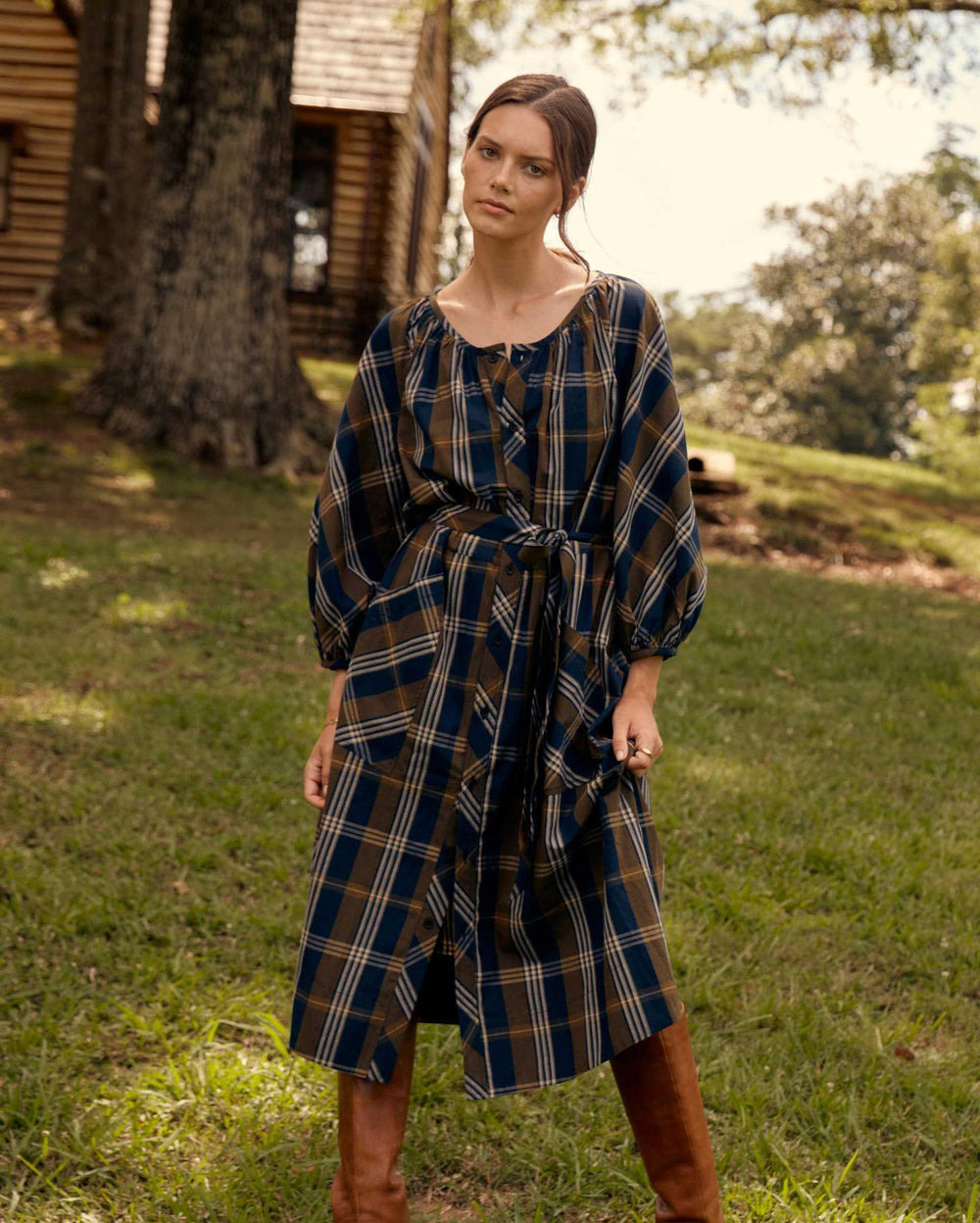 Women Prairie Dress Navy/gold | Billy Reid Dresses