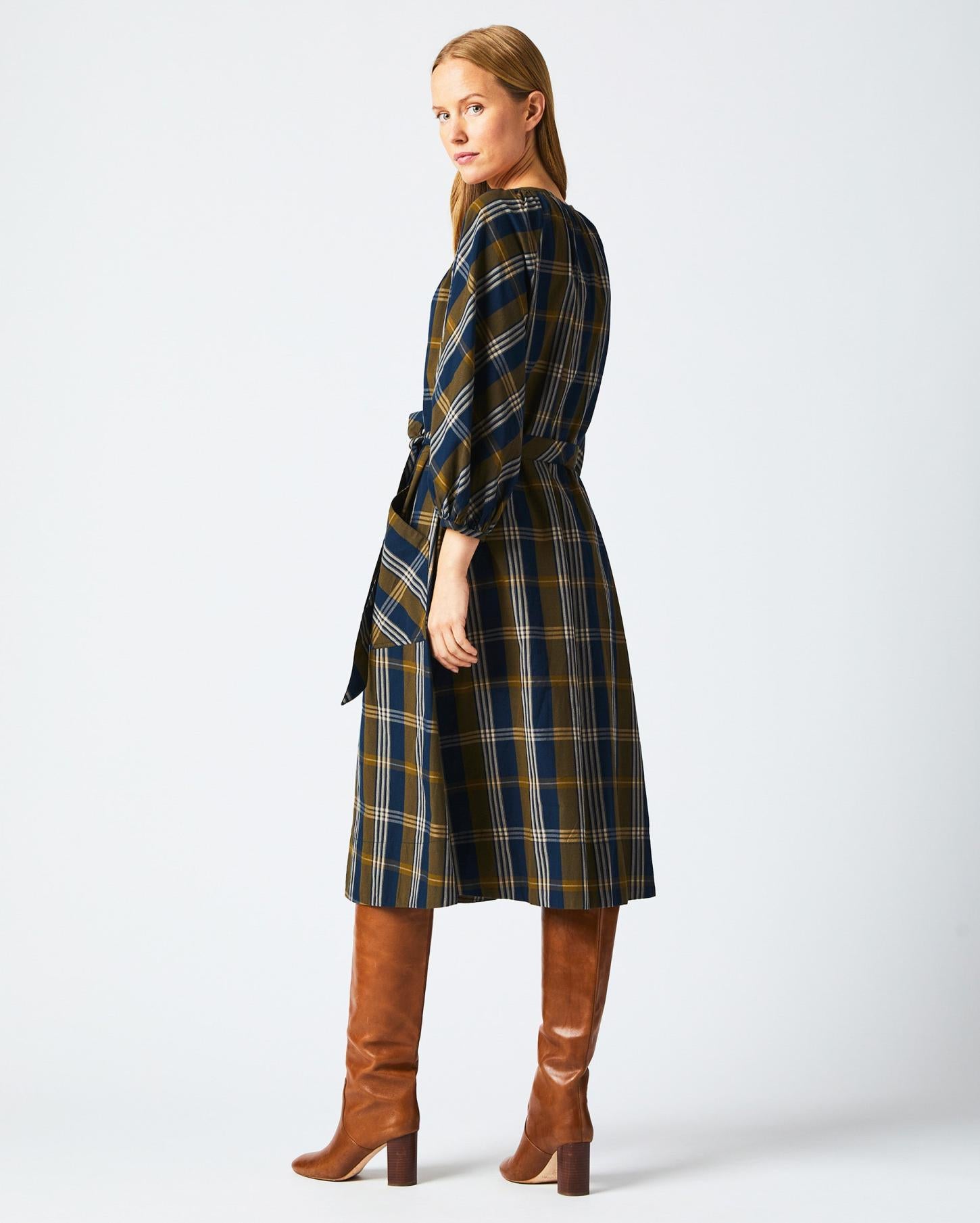 Women Prairie Dress Navy/gold | Billy Reid Dresses