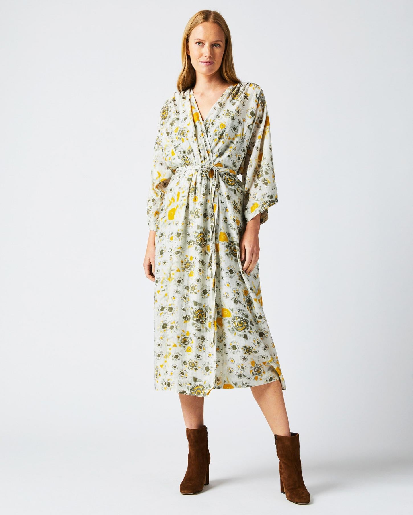 Women Robe Wrap Dress Ivory/gold | Billy Reid Dresses