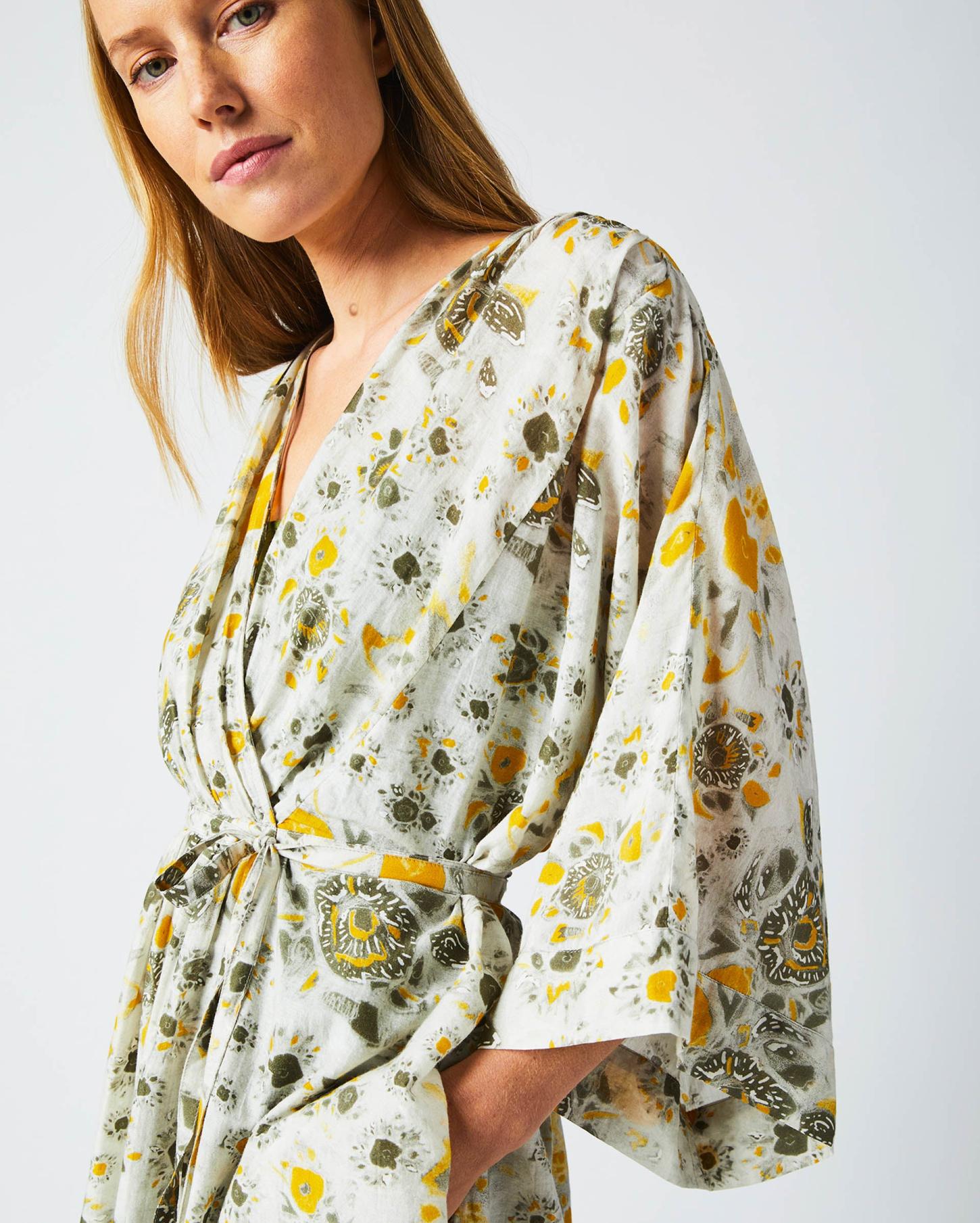 Women Robe Wrap Dress Ivory/gold | Billy Reid Dresses