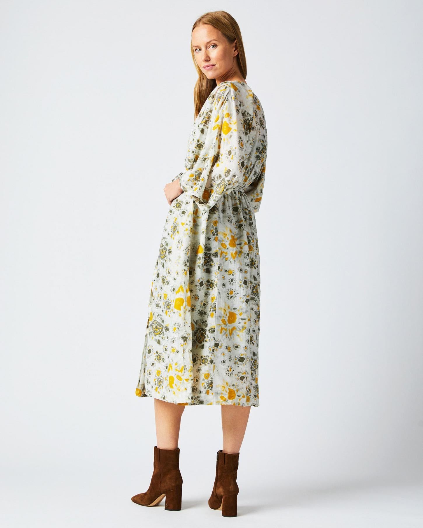 Women Robe Wrap Dress Ivory/gold | Billy Reid Dresses