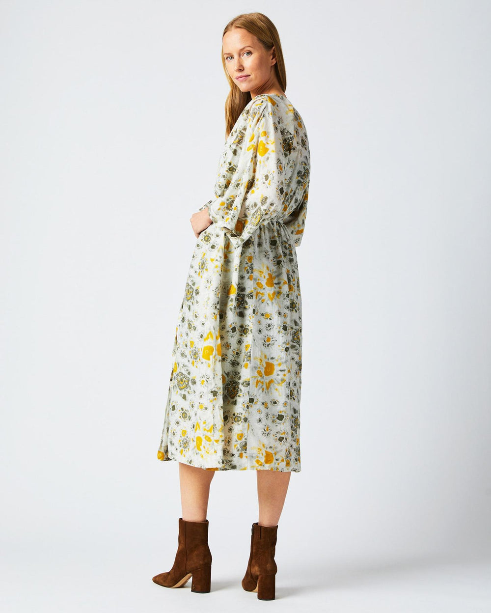 Women Robe Wrap Dress Ivory/gold | Billy Reid Dresses