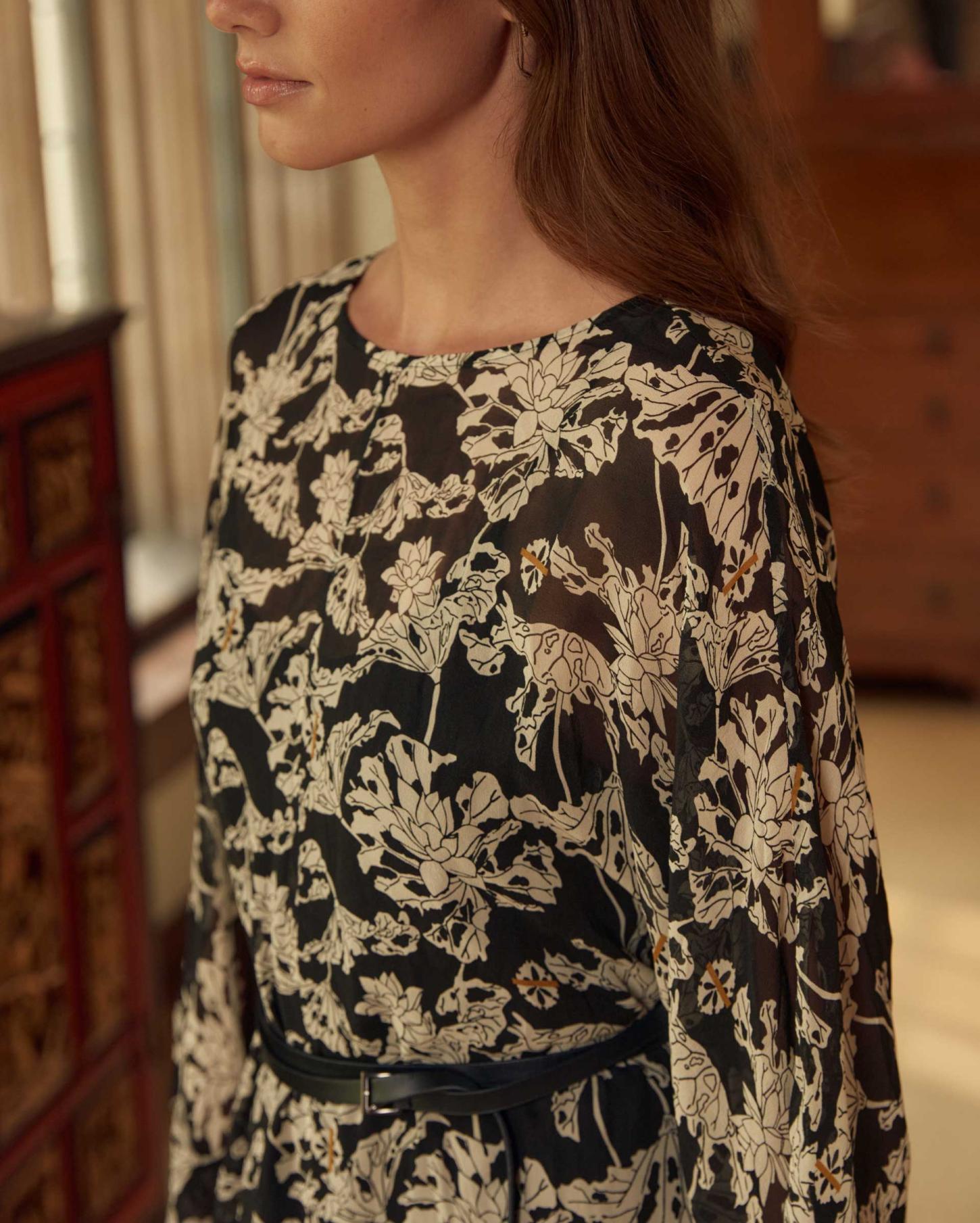 Women Sheer Zen Dress Black/white | Billy Reid Dresses