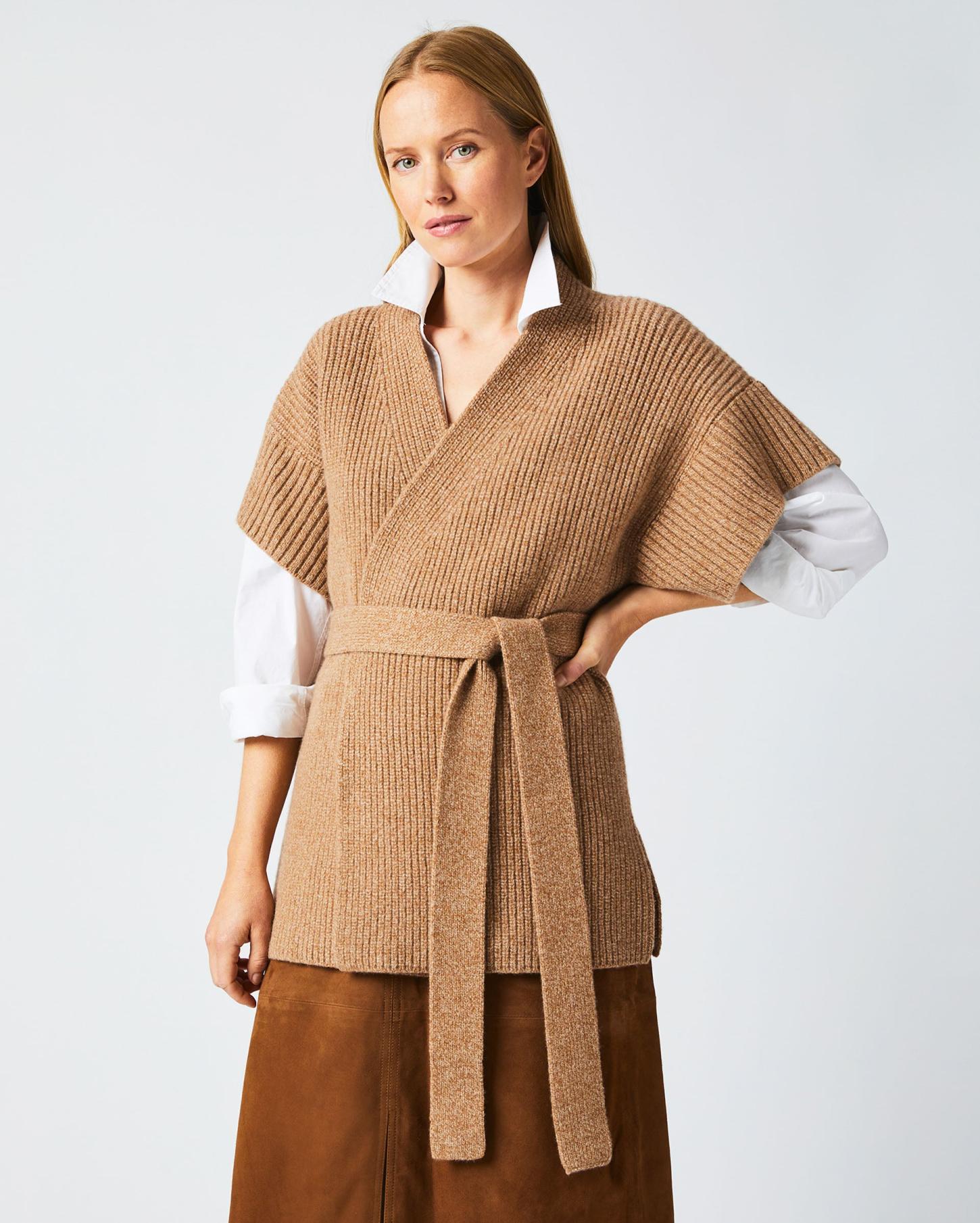 Women Shell Wrap Cardigan Camel | Billy Reid Sweaters &amp; Knits