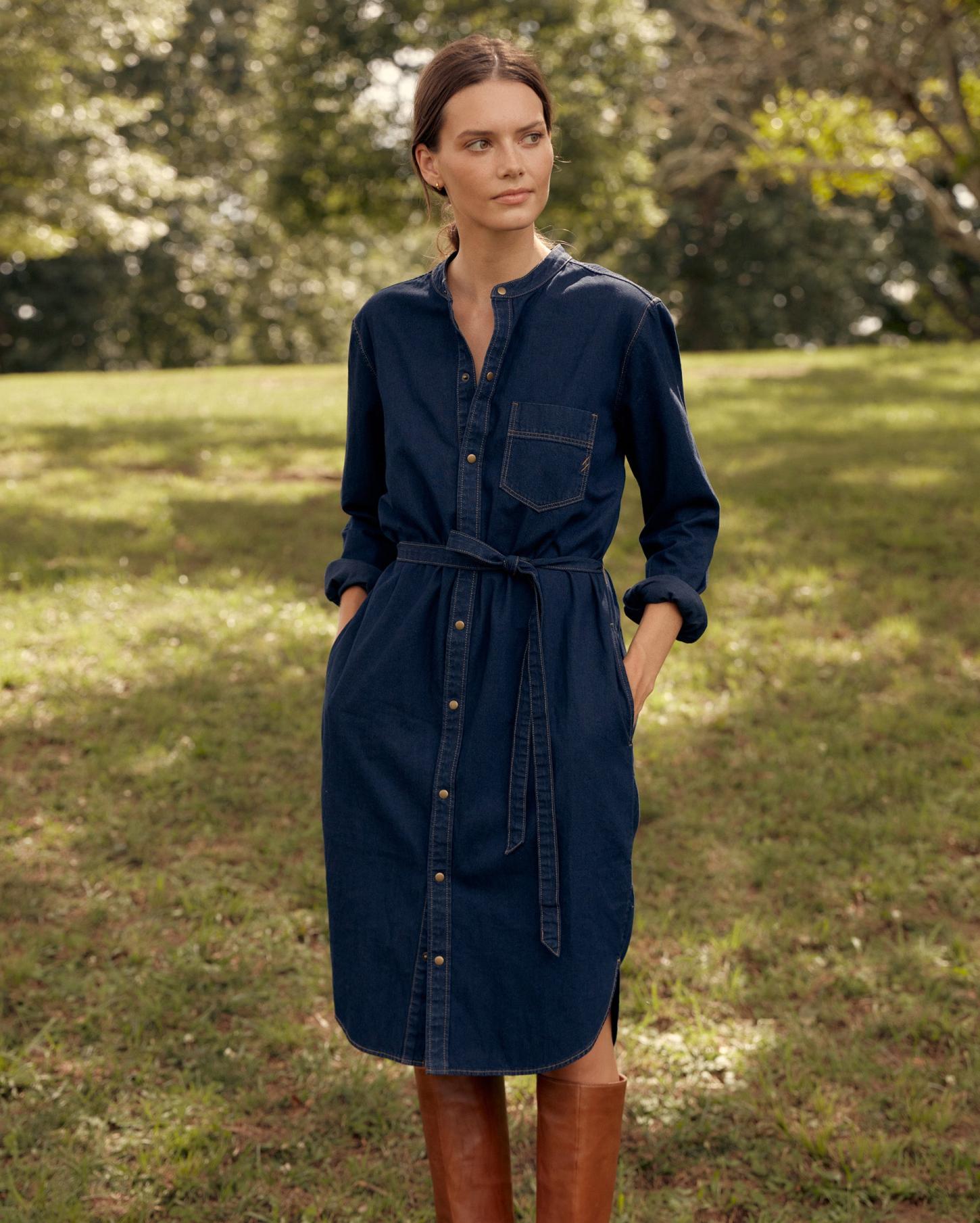 Women Shoals Denim Shirttail Dress Double Dye | Billy Reid Dresses