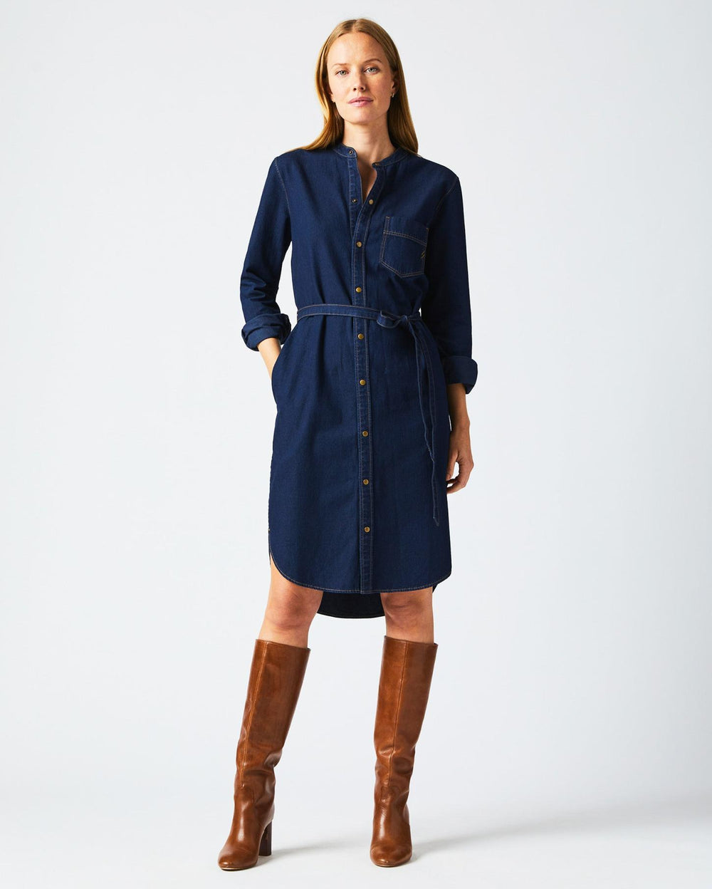 Women Shoals Denim Shirttail Dress Double Dye | Billy Reid Dresses