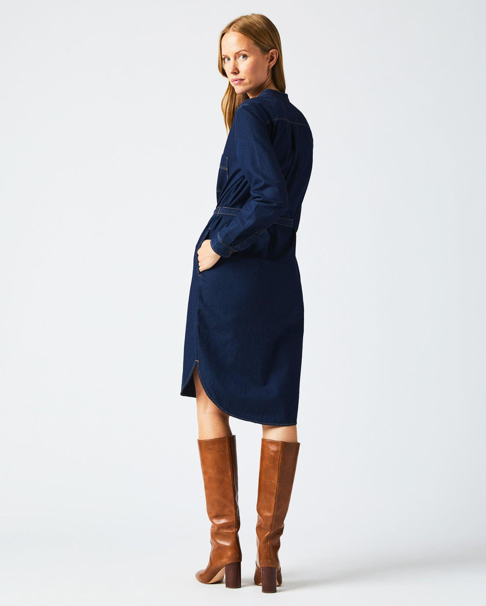 Women Shoals Denim Shirttail Dress Double Dye | Billy Reid Dresses