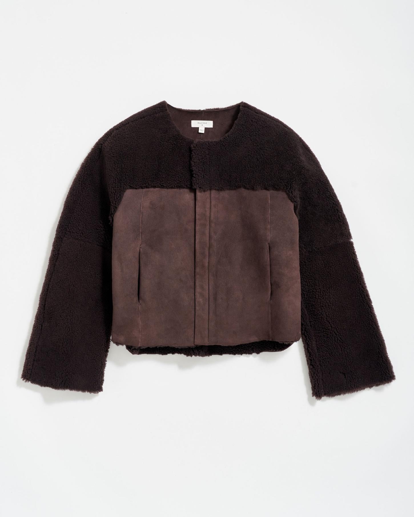 Women Short Shearling Jacket Coffee Bean | Billy Reid Jackets &amp; Outerwear