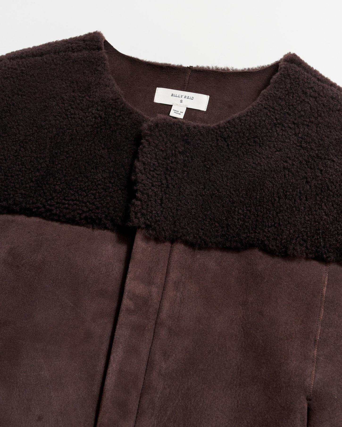 Women Short Shearling Jacket Coffee Bean | Billy Reid Jackets &amp; Outerwear
